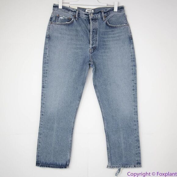 NEW AGOLDE Riley High Rise Cropped Straight Fit Jeans in Emulsion wash, 31 - Picture 3 of 11